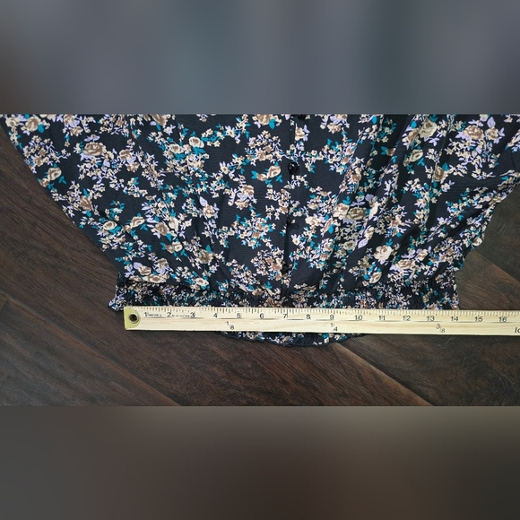 Shein Womens Black Floral Crop Top XL - Picture 5 of 11
